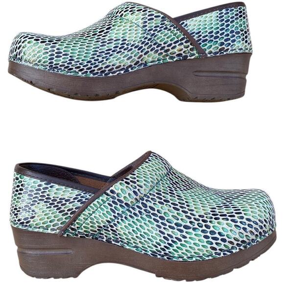 Sanita Shoes - Sanita Clogs Womens Colorful Leather Snake Pattern Nurse SlipOns Size EU 35 US 4